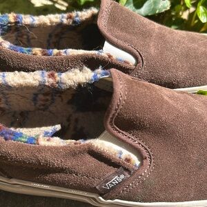 Brown vans with camouflage insides 7.0 in women’s and 5.5 in men’s
